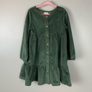 Wonder Nation green corduroy tiered long sleeve dress size 4